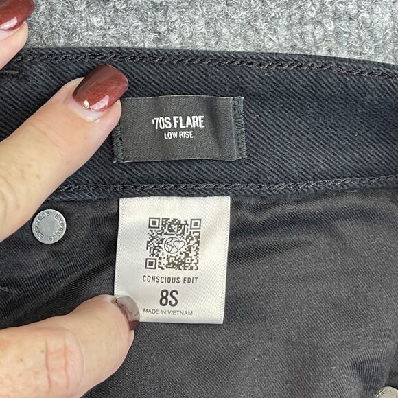 Express Jens Women's SZ 8s 70's Flare Low Rise Black Wide Leg - Picture 8 of 12